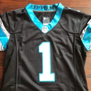 Boys, size M, Carilona Panthers. Newton Jersey